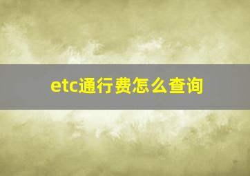 etc通行费怎么查询