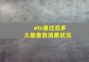 etc通过后多久能查到消费状况