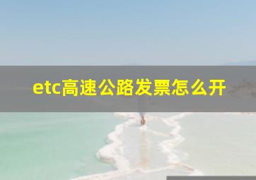 etc高速公路发票怎么开