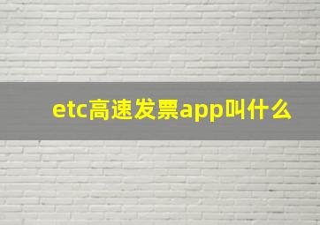 etc高速发票app叫什么