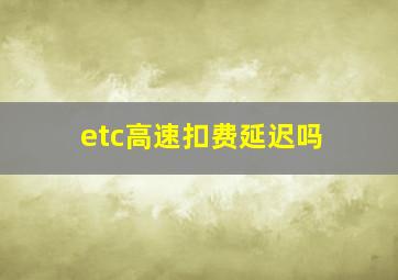 etc高速扣费延迟吗