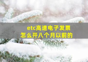 etc高速电子发票怎么开八个月以前的