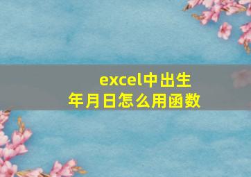 excel中出生年月日怎么用函数