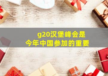 g20汉堡峰会是今年中国参加的重要