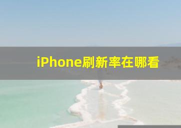 iPhone刷新率在哪看