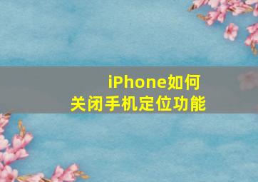 iPhone如何关闭手机定位功能