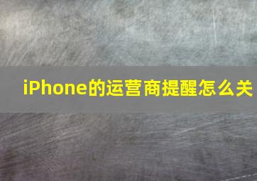 iPhone的运营商提醒怎么关