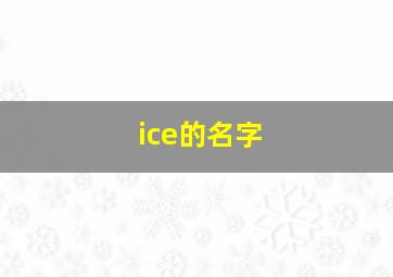 ice的名字