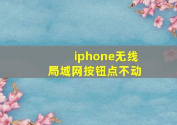 iphone无线局域网按钮点不动