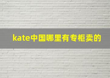 kate中国哪里有专柜卖的