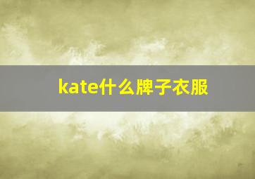 kate什么牌子衣服