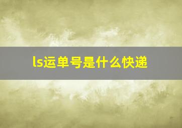 ls运单号是什么快递