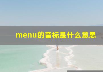 menu的音标是什么意思