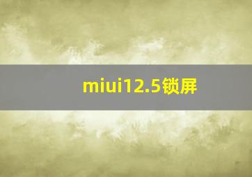 miui12.5锁屏