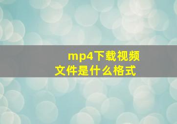 mp4下载视频文件是什么格式