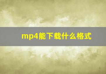 mp4能下载什么格式