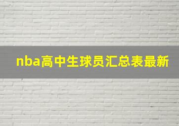 nba高中生球员汇总表最新