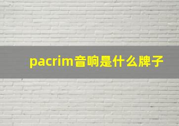 pacrim音响是什么牌子