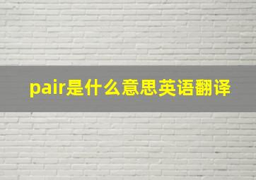 pair是什么意思英语翻译