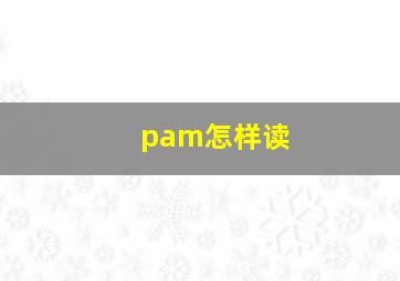 pam怎样读