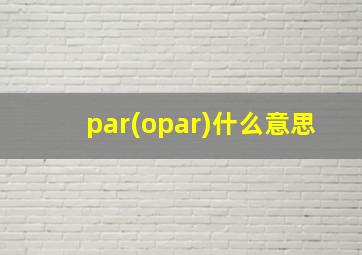 par(opar)什么意思