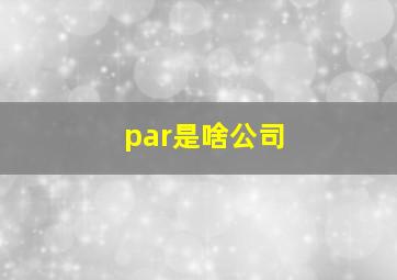 par是啥公司