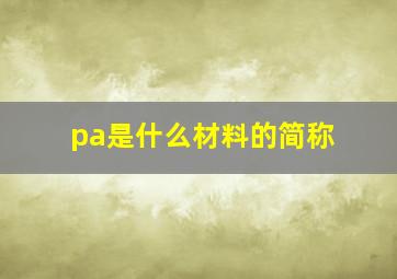 pa是什么材料的简称