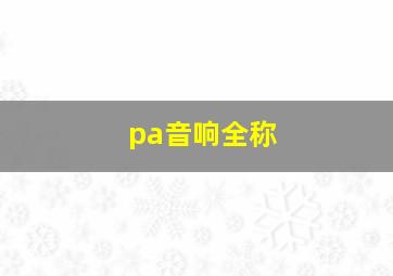 pa音响全称