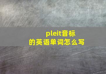 pleit音标的英语单词怎么写