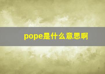 pope是什么意思啊