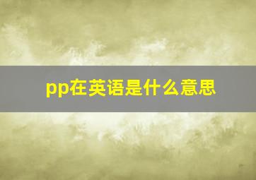 pp在英语是什么意思