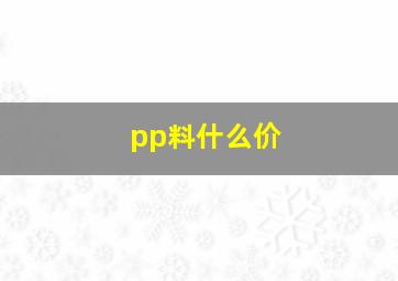 pp料什么价