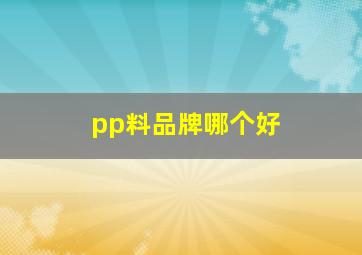 pp料品牌哪个好