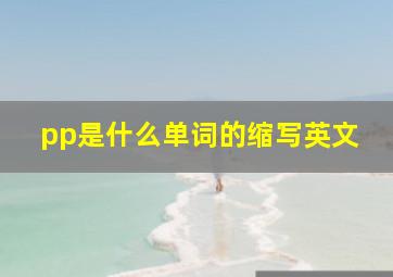 pp是什么单词的缩写英文