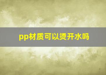 pp材质可以烫开水吗