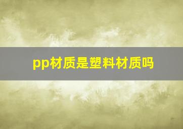 pp材质是塑料材质吗