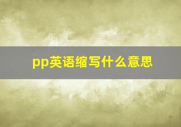 pp英语缩写什么意思