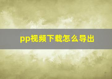 pp视频下载怎么导出