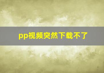 pp视频突然下载不了