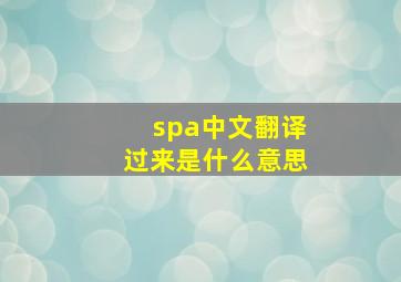 spa中文翻译过来是什么意思