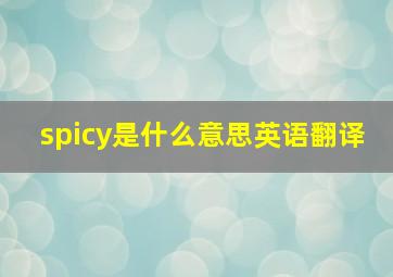 spicy是什么意思英语翻译