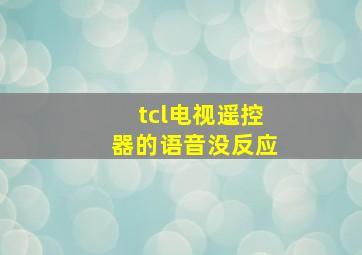 tcl电视遥控器的语音没反应