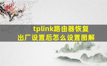 tplink路由器恢复出厂设置后怎么设置图解