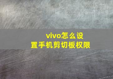 vivo怎么设置手机剪切板权限