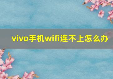 vivo手机wifi连不上怎么办