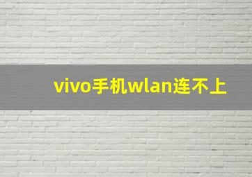 vivo手机wlan连不上