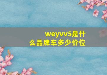 weyvv5是什么品牌车多少价位