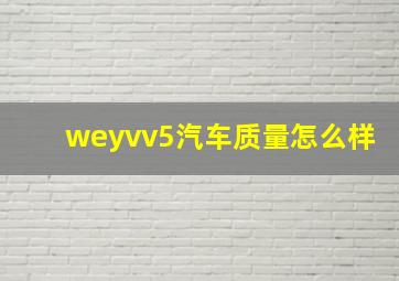 weyvv5汽车质量怎么样