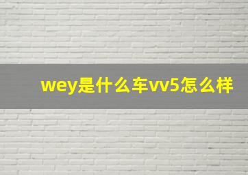 wey是什么车vv5怎么样