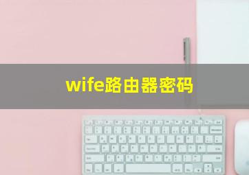 wife路由器密码